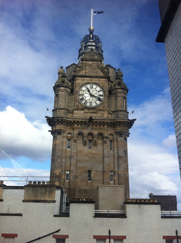The clock tower at the Balmoral Hotel where we stayed